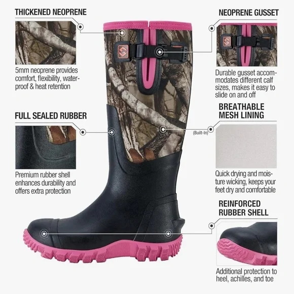 Women's Camo Mid Calf Rain Boots - Picture 2 of 11